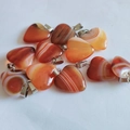 2cm heart-shaped natural carnelian agate pendants with silver bails and white stripes - Red Agate