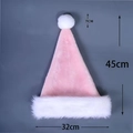 Pink plush Christmas hat for adults and kids with dimension markings 45x32cm - Haipai Long Plush Adult / Light Pink