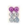 Pack de 6 bolas de discoteca en morado plata y azul con acabado de espejo brillante - 5CM Redondo-Colores Mezclados (Set de 6)
