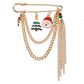 Kerstbroche met kwastjes, zuurstok, kerstman en boom hangers in een gouden afwerking - Kerstman Boom Suikerstok Kwast