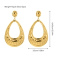 Detailed view of hammered gold teardrop earrings showing dimensions and weight metrics - Style 07-Gold Hammered Teardrop