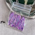 Five-piece set of purple glitter waterdrop hair clips in transparent poly bag packaging - Purple Teardrop