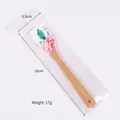 Mini silicone spatula with rose pattern and wooden handle for baking cake cream - Pink Floral