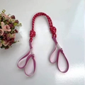 Pink yoga resistance band with multi-loop strap and floral accent for stretch training - Red Strap
