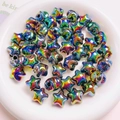 Rainbow metallic UV coated star beads for DIY phone chains and jewelry making - 16mm (Hole approx 2.5mm) / Black