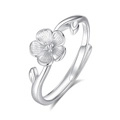 S925 Sterling Silber Ring mit Lilienblatt Motiv und verstellbarem offenem Design - Einstellbar Offen / Damenstil