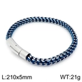 Polished silver-tone stainless steel keel chain bracelet for men with 21cm length - 5mm Brushed Blue Bracelet