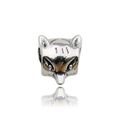 Silver fox head charm bead made of alloy for DIY bracelets with detailed metallic finish - 1pc Fox Head Bead