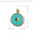 Technical size diagram of a 18mm x 13mm gold and teal enamel sea cross charm - Cyan Dreidel