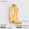 18k gold plated stainless steel boot pendant charm for DIY jewelry making 17mm - Gold Mini Cowboy Boot Style (PJ91201)