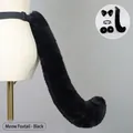 Handmade black faux fur cat ears and long fox tail cosplay set for Lolita accessories - One Size / Meow Fox Tail-Black
