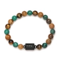 Zodiak-Armband mit Tigerauge, Türkis und eingravierter Jungfrau-Symbolperle - Jungfrau