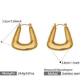 Dimensiones detalladas de los pendientes en U de acero dorado con altura de 3,2 cm - Dorado