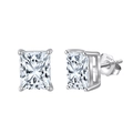 Eleganti orecchini a lobo quadrati in argento S925 con brillante zircone rettangolare - 1 ct / Argento (5x7mm)