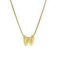 Polished gold initial W pendant necklace featuring a sleek stainless steel snake chain - Necklace - Letter W
