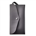 Grey PU leather foundation brush pouch with silver snap button in envelope design - Grey PU Cosmetic Bag