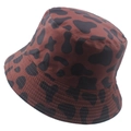 Brown cow pattern tie-dye bucket hat with double-sided reversible street style design - 58cm / Brown Leopard