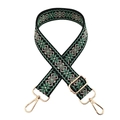 Dettaglio della tracolla ricamata geometrica etnica con fibbie dorate regolabili - Chiusura in Argento / X23-Nero Verde Smeraldo