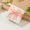 Square white jewelry gift box featuring a delicate pink satin bow on top lid - 7*7*3.5cm / Pink Bowknot