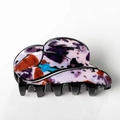 Purple and orange marble pattern hair claw clip with black glossy finish base - Purple Abstract Marble