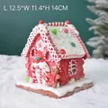 Luminous red and white gingerbread house Christmas ornament, size 12.5 x 11.4 x 14 cm - Medium Gingerbread Man-Red House 12.5*11.4*14cm