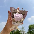 Mini soap flower gift box with purple roses and white dried flowers for Mother Day - Purple Rose