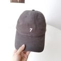 Dark grey washed cotton baseball cap featuring a white number 7 embroidery on the front - Gray