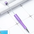 DIY purple glitter beadable pen with silver metal accents for custom stationery - Glitter Morandi Purple