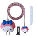 Pink My Melody themed 20W charger case set with cable protector and cord organizers - My Melody / Five-Piece Set