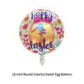 18-inch round Happy Easter foil balloon featuring colorful flower basket and eggs - 18 Inch Round Flower Easter Egg