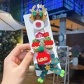 Détail de l'ensemble de 5 barrettes de Noël avec renne et nœud papillon sur carte - Style 3