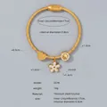 Bracciale a catena serpente in acciaio al titanio dorato con ciondoli a cuore - Stile Cuore e Fiore / Bracciale Rigido Oro (Z236)