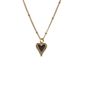 Elegant gold necklace featuring a heart pendant with black gemstone and colorful zircons - Black Heart With Rainbow Zircon