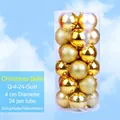 Lot de 24 boules de Noël dorées de 4 cm avec finitions brillantes, mates et pailletées - 4cm (Ensemble de 24) / Or