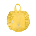 Bright yellow drawstring makeup bag with embroidery and compact portable storage design - Yellow