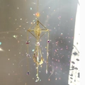 Golden geometric crystal sun catcher with moon pendants creating rainbow light reflections - Gold Alloy + Citrine / Standard Size