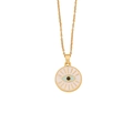 Gold stainless steel heart necklace with blue enamel evil eye pendant charm - Round Enamel Eye Pendant Style (6#)