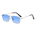 Men's rectangular sunglasses with silver metal frame and blue gradient lenses - Silver Frame / Gradient Blue Lens