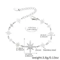 Achtzackiges Sternarmband aus Edelstahl mit Zirkonia-Steinen auf weißem Hintergrund - Stahl Stern Zirkon Armband (E146) / 15+5cm