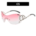 Y2K rimless sunglasses with pink gradient lenses and silver snake metal temples - C5-Double Pink
