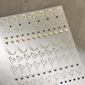 Autocollants 3D pour ongles avec cœurs métalliques or et noirs et lignes décoratives - M-1092 Feuille d'or / Doré