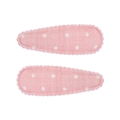 Lot de barrettes à pois roses avec revêtement en tissu et bords ondulés doux - Pince Goutte à Bord Festonné (Lot de 2) / Rose à Pois Blancs