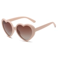 Pink heart-shaped sunglasses with brown gradient lenses and a lightweight frame - Beige Pink Frame Double Tea Polarized