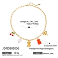Detailansicht der Edelstahl-Halskette mit Gummibärchen- und Kirsch-Anhängern - Multi-Anhänger Gold Halskette (JDN0203006) / 18K Gold