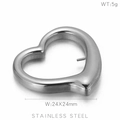 Silver stainless steel heart charm pendant measuring 24x24mm for DIY jewelry making - Silver Stainless Steel Heart Fitting 24mm(KLJ6764-Z)