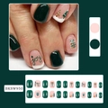 Kit de faux ongles de Noël avec motifs joy verts et roses et 24 capsules d'ongles - BKSW950 Vert Foncé Nude Rose Noël