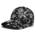 Casquette de baseball noire pour femme avec fleurs et papillon en strass - Adulte / Noir