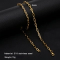 4mm gold paperclip chain necklace made of 316L stainless steel on a black leather stand - 4mm / 50cm / Gold
