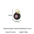 14k vergoldeter Anhänger aus Kupfer mit rosa Zirkon und schwarzem Emaille-Finish - Schwarz