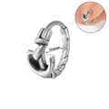 Vintage silver anchor earring with twist texture and size markings on white background - NO 4 - Anchor Design